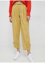 Kalhoty United Colors of Benetton dámské, béžová barva, jednoduché, high waist
