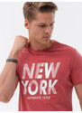 Ombre Clothing Pánské bavlněné tričko s potiskem - červené V4 OM-TSPT-0124