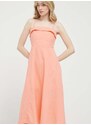 Plátěné šaty Abercrombie & Fitch oranžová barva, midi