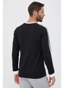 Bavlněné tričko s dlouhým rukávem adidas Originals 3-Stripes Long Sleeve Tee černá barva, s aplikací, IA4877