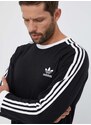 Bavlněné tričko s dlouhým rukávem adidas Originals 3-Stripes Long Sleeve Tee černá barva, s aplikací, IA4877