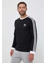 Bavlněné tričko s dlouhým rukávem adidas Originals 3-Stripes Long Sleeve Tee černá barva, s aplikací, IA4877