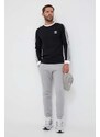 Bavlněné tričko s dlouhým rukávem adidas Originals 3-Stripes Long Sleeve Tee černá barva, s aplikací, IA4877