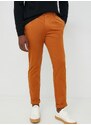 Kalhoty United Colors of Benetton pánské, oranžová barva, jednoduché