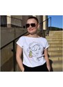 OFF PINK dámské bílé tričko s potiskem MIA