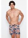 Trendyol Orange Standard Size Tropical Printed Swimsuit Sea Shorts