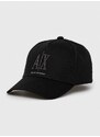 Bavlněná baseballová čepice Armani Exchange černá barva, s aplikací, 944208 3R131