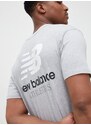 Bavlněné tričko New Balance šedá barva, s potiskem, MT31504AG-4AG