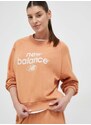 Mikina New Balance dámská, oranžová barva, s potiskem, WT31508SEI-SEI
