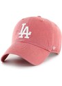 Bavlněná baseballová čepice 47brand MLB Los Angeles Dodgers růžová barva, s aplikací, B-RGW12GWSNL-IRA