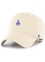 Bavlněná baseballová čepice 47brand MLB Los Angeles Dodgers béžová barva, s aplikací, B-BSRNR12GWS-NTA