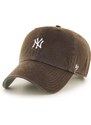 Bavlněná baseballová čepice 47brand MLB New York Yankees hnědá barva, s aplikací