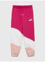 Dětské tepláky Puma PUMA POWER Cat High Waist Pants TR G růžová barva, vzorované