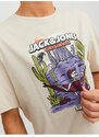 Béžové pánské tričko Jack & Jones After Life - Pánské
