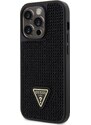 Ochranný kryt pro iPhone 14 Pro - Guess, Rhinestones Triangle Metal Logo Black