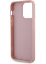 Ochranný kryt pro iPhone 14 Pro MAX - Guess, Rhinestones Triangle Metal Logo Pink