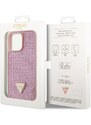 Ochranný kryt pro iPhone 14 Pro MAX - Guess, Rhinestones Triangle Metal Logo Pink