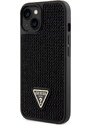 Ochranný kryt pro iPhone 14 - Guess, Rhinestones Triangle Metal Logo Black