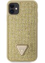 Ochranný kryt pro iPhone 11 - Guess, Rhinestones Triangle Metal Logo Gold