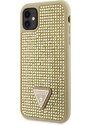 Ochranný kryt pro iPhone 11 - Guess, Rhinestones Triangle Metal Logo Gold