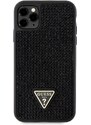Ochranný kryt pro iPhone 11 Pro - Guess, Rhinestones Triangle Metal Logo Black