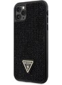 Ochranný kryt pro iPhone 11 Pro - Guess, Rhinestones Triangle Metal Logo Black