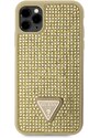 Ochranný kryt pro iPhone 11 Pro - Guess, Rhinestones Triangle Metal Logo Gold