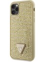 Ochranný kryt pro iPhone 11 Pro - Guess, Rhinestones Triangle Metal Logo Gold