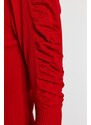 Trendyol Red Mini Knitwear Turtleneck Sleeve Shirring Detailed Dress