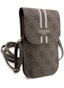 Univerzální pouzdro / taška s kapsou na mobil - Guess, 4G Printed Stripes Brown
