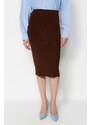 Trendyol Brown Midi Pencil Knitwear Skirt