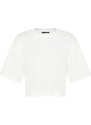 Trendyol Premium Ecru 100% Cotton Crop Knitted T-Shirt