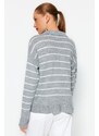 Trendyol šedý pruhovaný pletený svetr