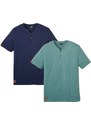 bonprix Henley tričko, krátký rukáv (2 ks v balení) z organické bavlny Modrá