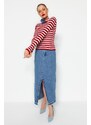 Trendyol Dark Red Basic Striped Knitwear Sweater