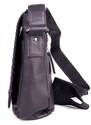 Středně velká kožená pánská crossbody taška GreenWood no. 113 černá