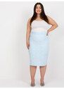 Fashionhunters Světle modrá společenská sukně větší velikosti