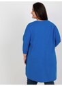 Fashionhunters Tmavě modrá asymetrická plus size tunika