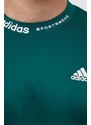 Bavlněné tričko adidas zelená barva, s aplikací