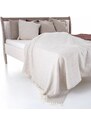 Tom Linen Lněný přehoz na postel s třásněmi Warsa Oatmeal 140x170 cm