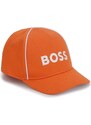 Dětská bavlněná čepice BOSS oranžová barva, s aplikací