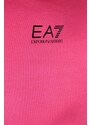 Mikina EA7 Emporio Armani dámská, růžová barva, s kapucí, s potiskem