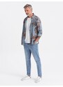 Ombre Clothing Pánské džínové kalhoty CARROT FIT - světle modré V2 OM-PADP-0117