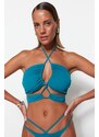 Trendyol Oil Strapless Tunnel Bikini Top