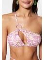 Trendyol Floral Print One-Shoulder Bikini Top With Cut Out/Window