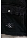 Džínová bunda Calvin Klein Jeans dámská, černá barva, zimní
