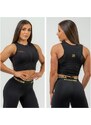 NEBBIA - Fitness crop top s vysokou podporou 842 (black-gold)