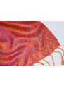 Hedvábná šála Jamawar malá - oranžová a růžová s ornamenty