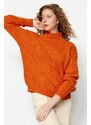 Trendyol Orange Soft Textured Standing Collar Knitwear Sweater