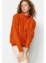 Trendyol Orange Soft Textured Standing Collar Knitwear Sweater